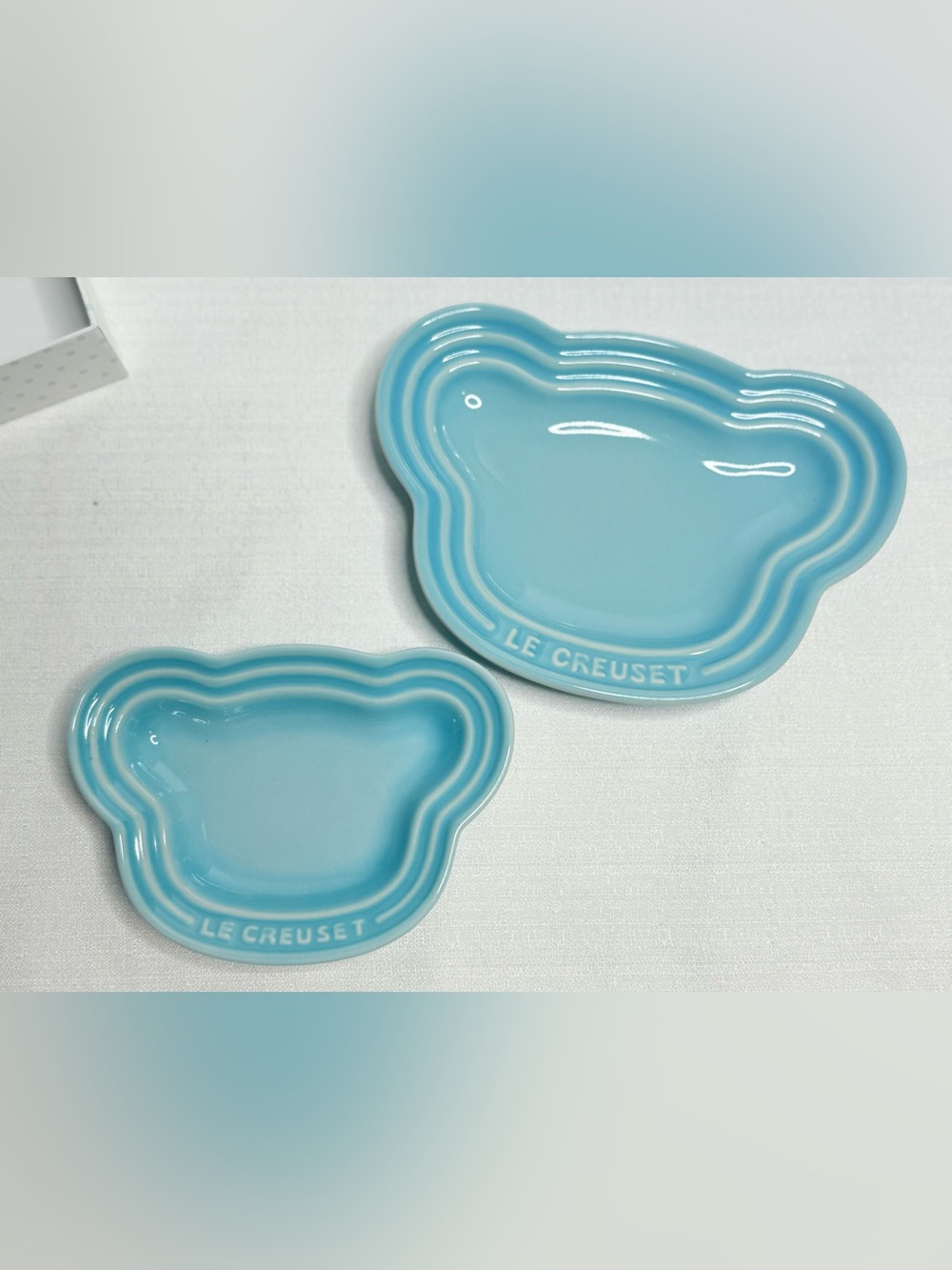 Le Creuset Baby Bear Plate Set (2) Tableware Pastel Blue New Open Box